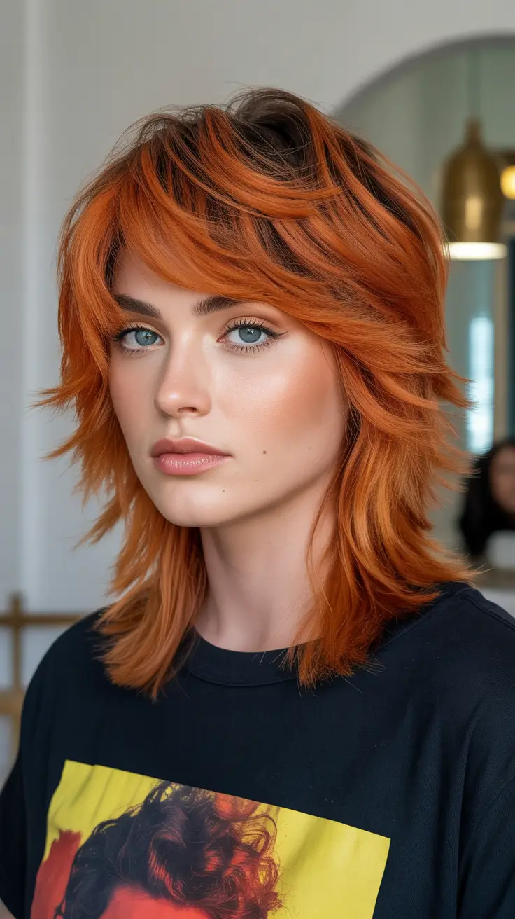 shag haircut 2026 Fiery Copper Layers