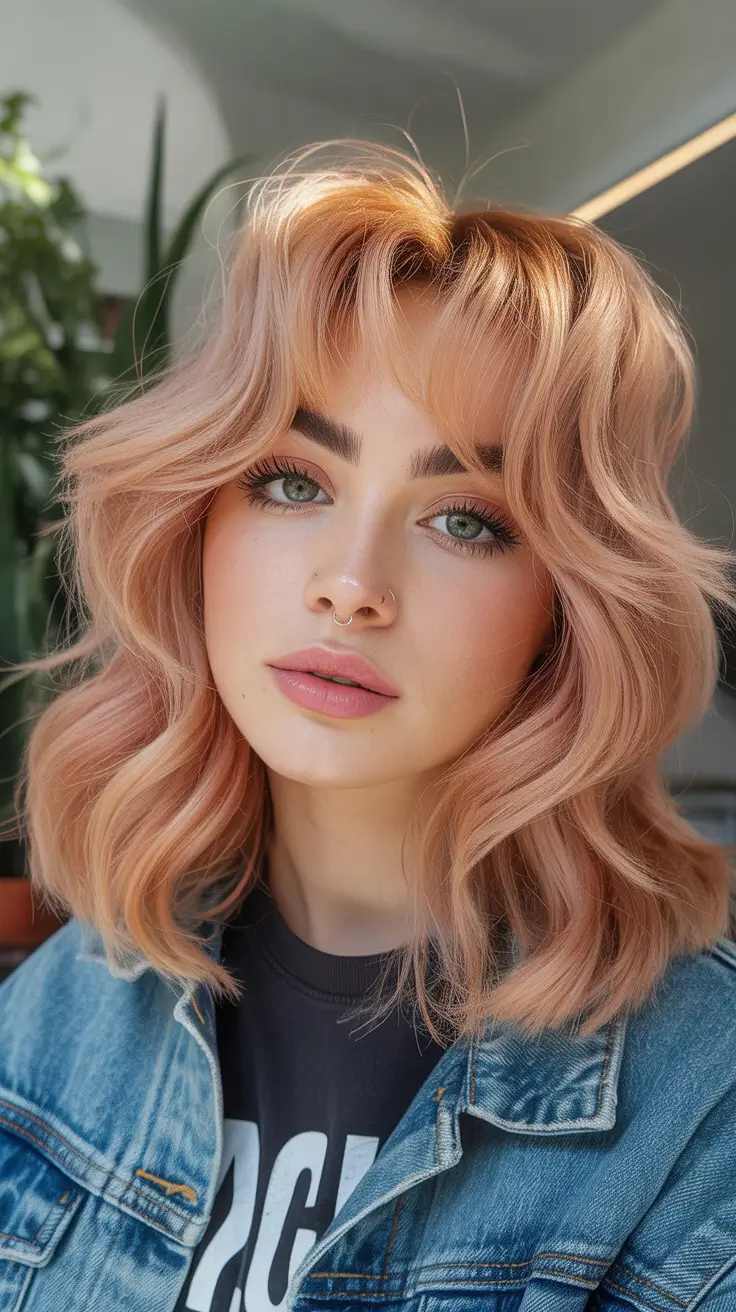 shag haircut 2026 Peachy Retro Waves