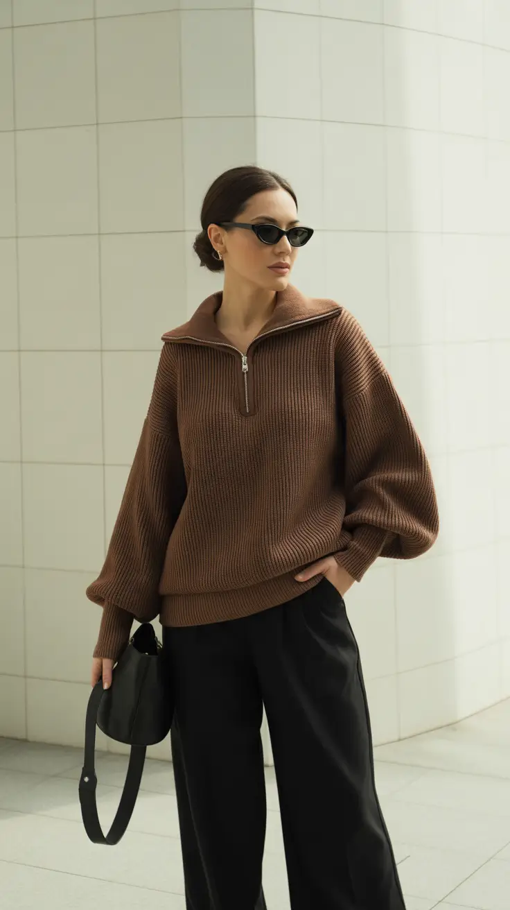 sweater outfits 2026 Minimalist Coffee Mood