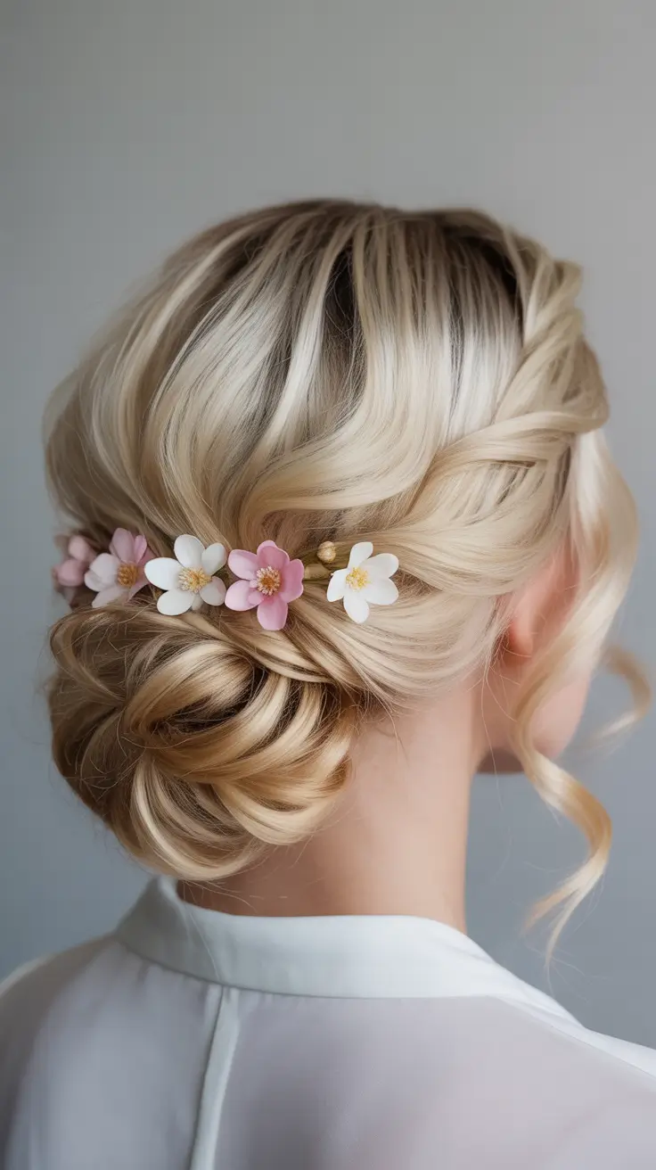 wedding hairstyle 2026 Pastel Blossom Twist