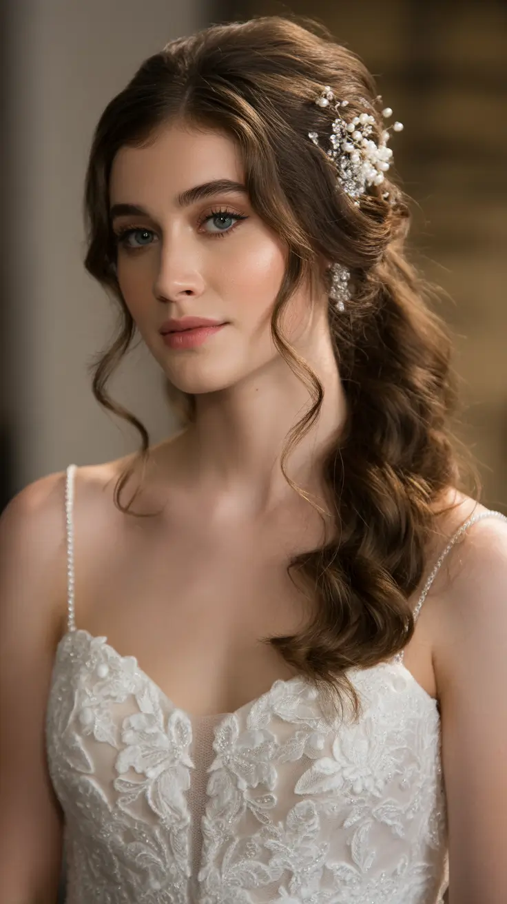 wedding hairstyle 2026 Romantic Side Pony Elegance