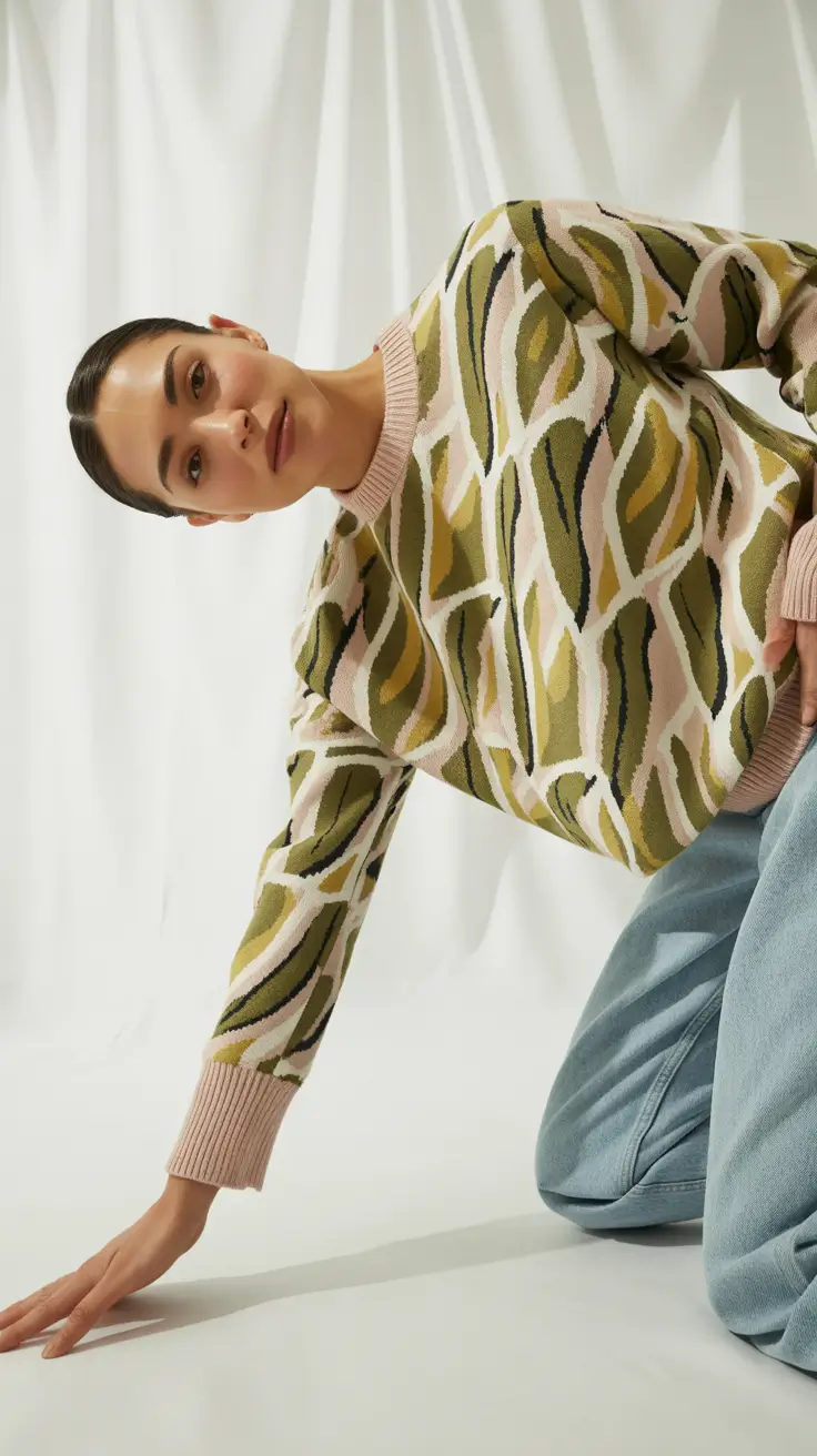 sweater outfits 2026 Modern Green Geometry