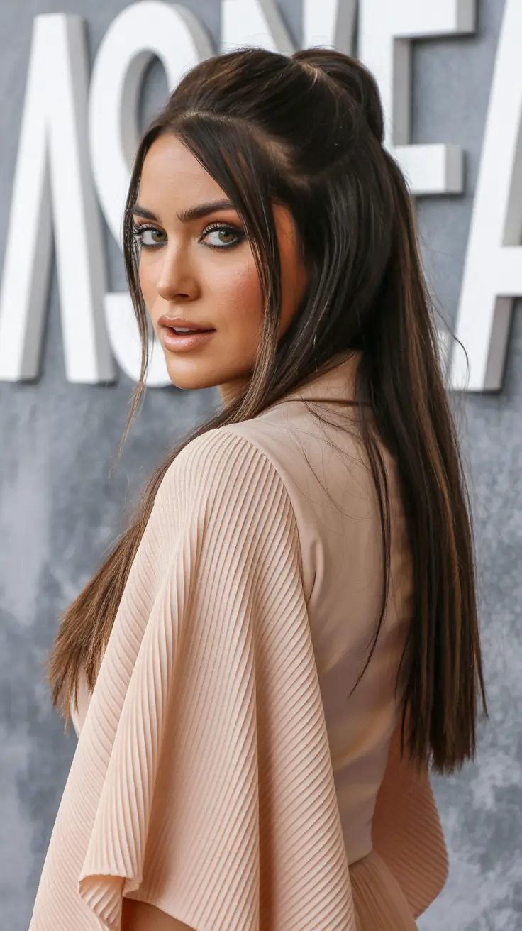 cute hairstyle 2026 Half Up Sleek Elegance