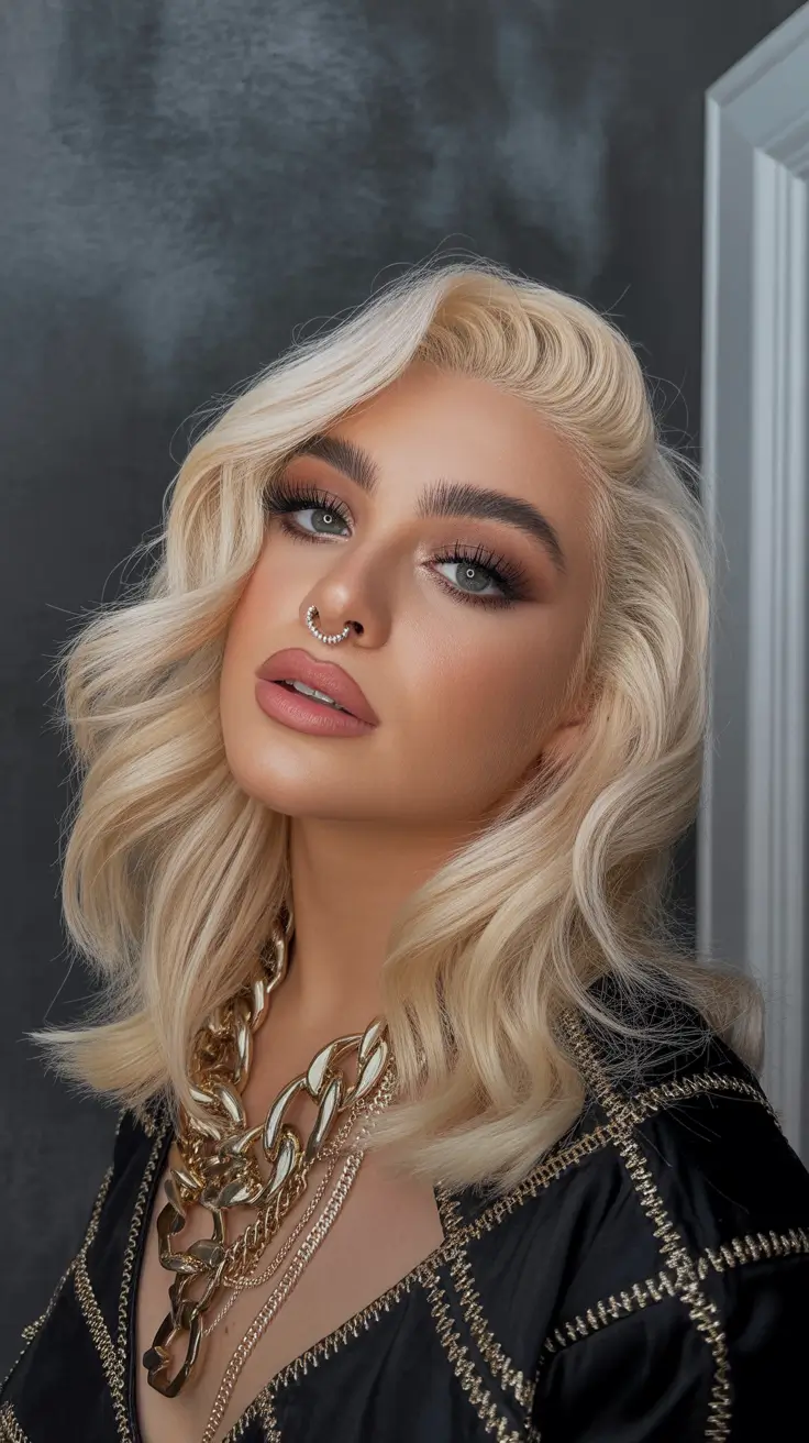 trendy haircuts 2026 Glam Platinum Waves