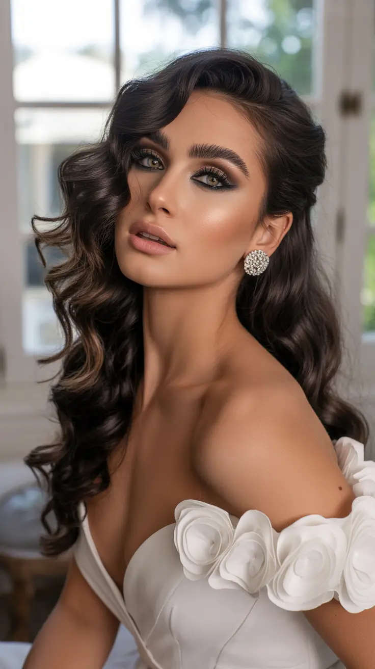 wedding hairstyle 2026 Romantic Half Up Glam