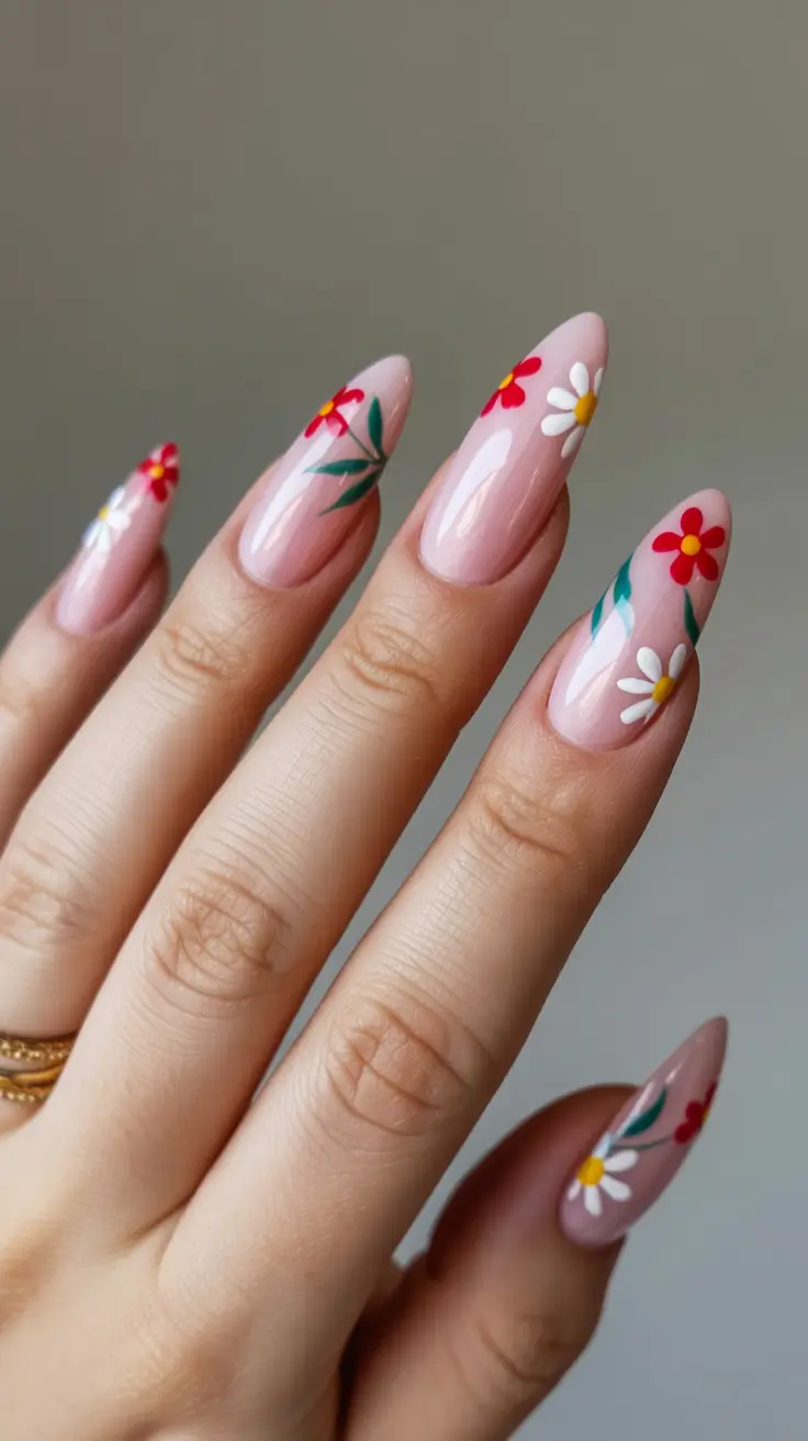 Wedding Nail Designs for Bride 2026 Classic Pink Floral