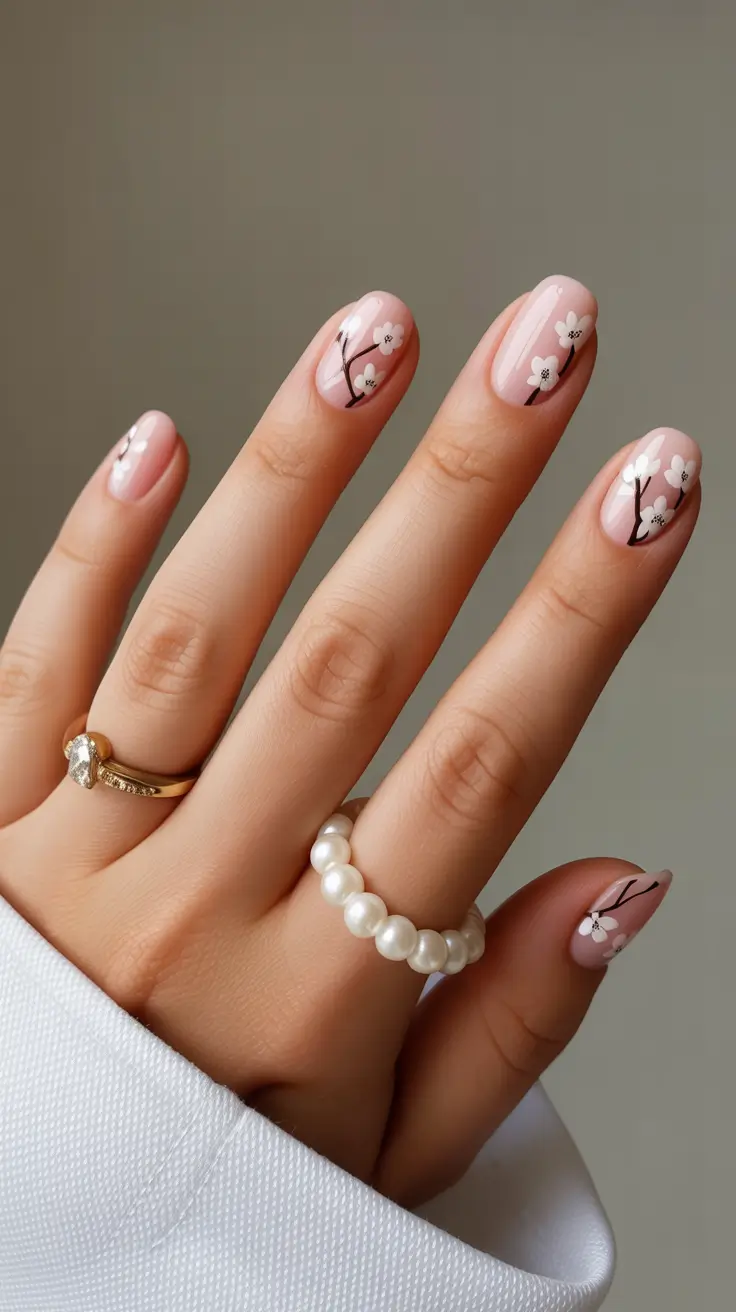Wedding Nail Designs for Bride 2026 Short Pink Floral