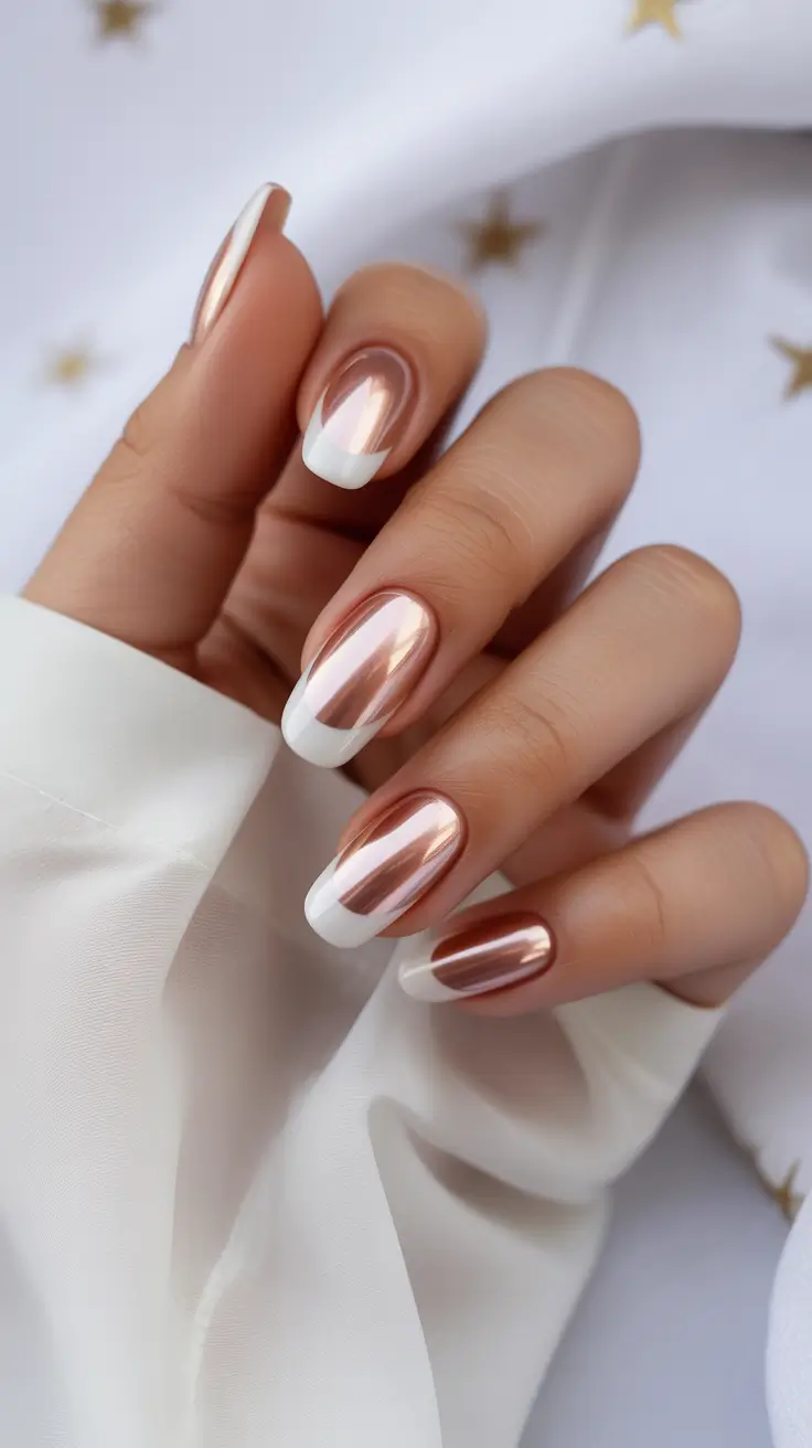 Wedding Nails Trend for Bride 2026 Rose Gold French